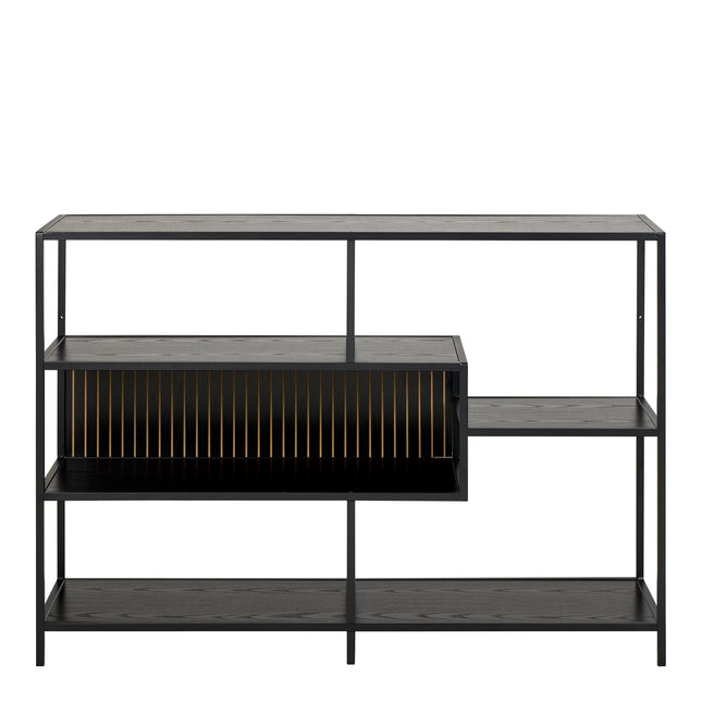 Seaford Wide Grey Steel Bookcase With 4 Grey Melamine Shelves