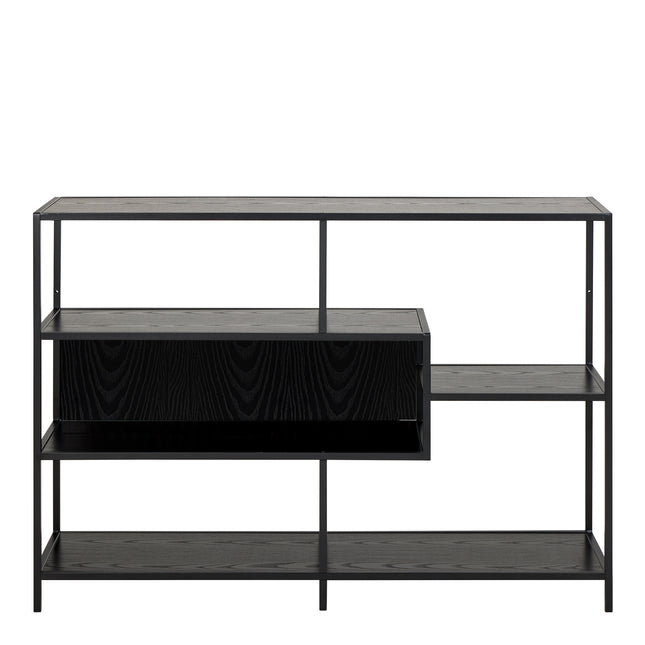 Seaford Wide Grey Steel Bookcase With 4 Grey Melamine Shelves
