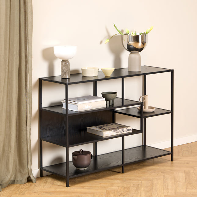 Seaford Wide Grey Steel Bookcase With 4 Grey Melamine Shelves