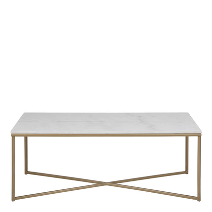 Alisma Coffee Table White Marble Top Metal Base 120cm