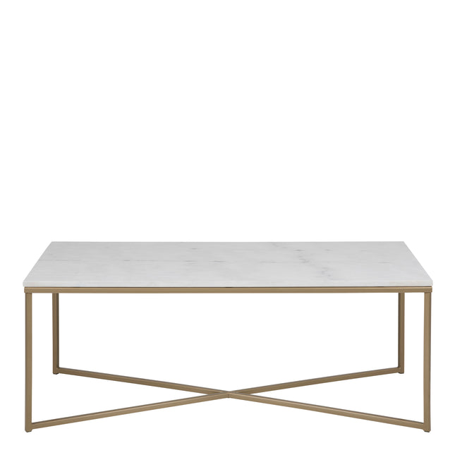 Alisma Coffee Table White Marble Top Metal Base 120cm
