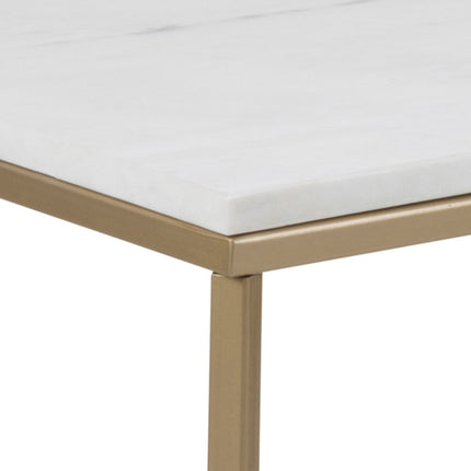 Alisma Coffee Table White Marble Top Metal Base 120cm