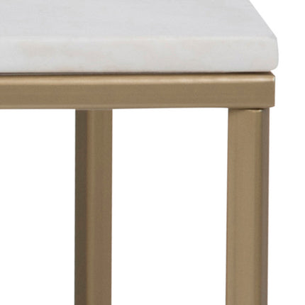 Alisma Coffee Table White Marble Top Metal Base 120cm