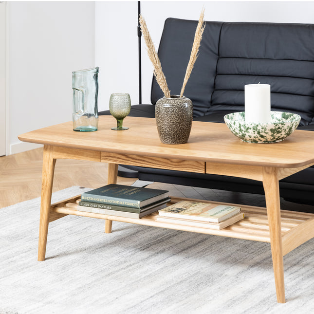 Emma Coffee Table Oak Veneer Scandinavian 130cm