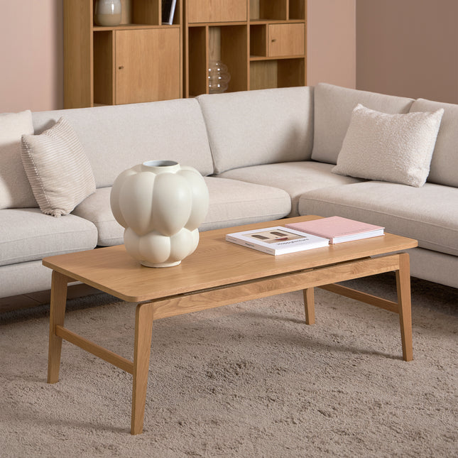Essex Coffee Table Oak Veneer Modern 120cm