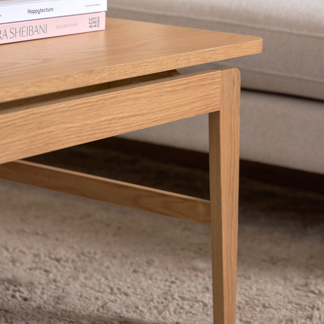 Essex Coffee Table Oak Veneer Modern 120cm