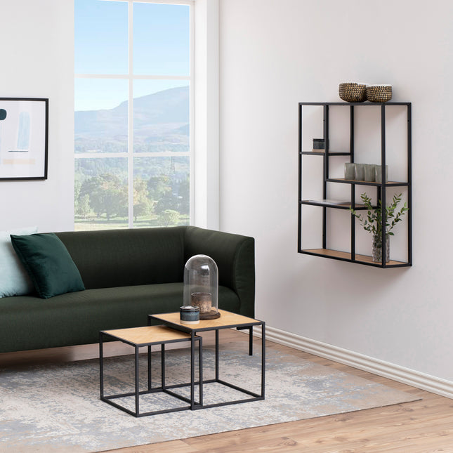 Seaford - Black Metal Wall Shelf with 3 Shelves