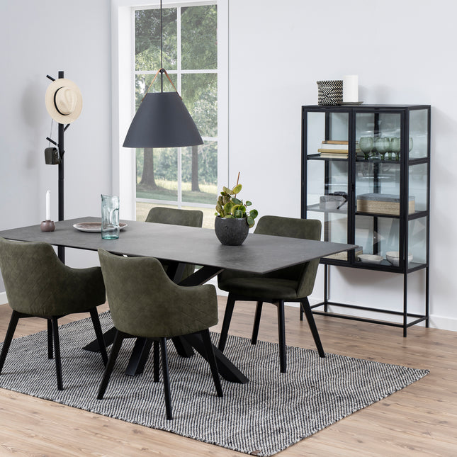 Seaford Tall Display Cabinet Glass Doors Steel 150cm