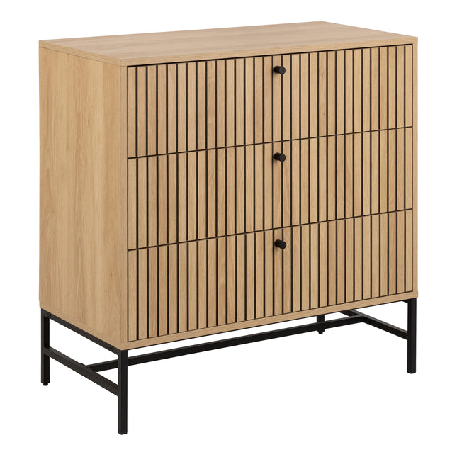 Albany Chest of Drawers 3 Drawer Oak Effect 81cm Industrial