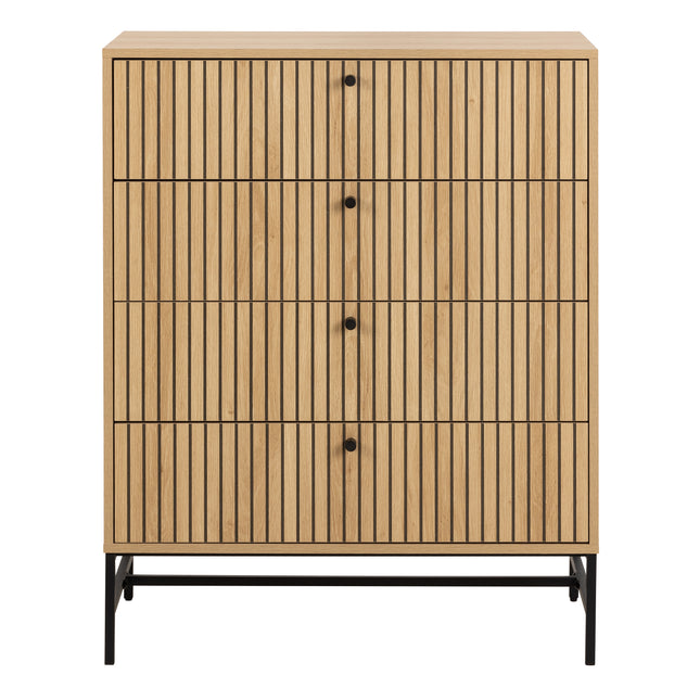 Albany Chest of 4 Drawers Oak Effect Metal Legs 100cm