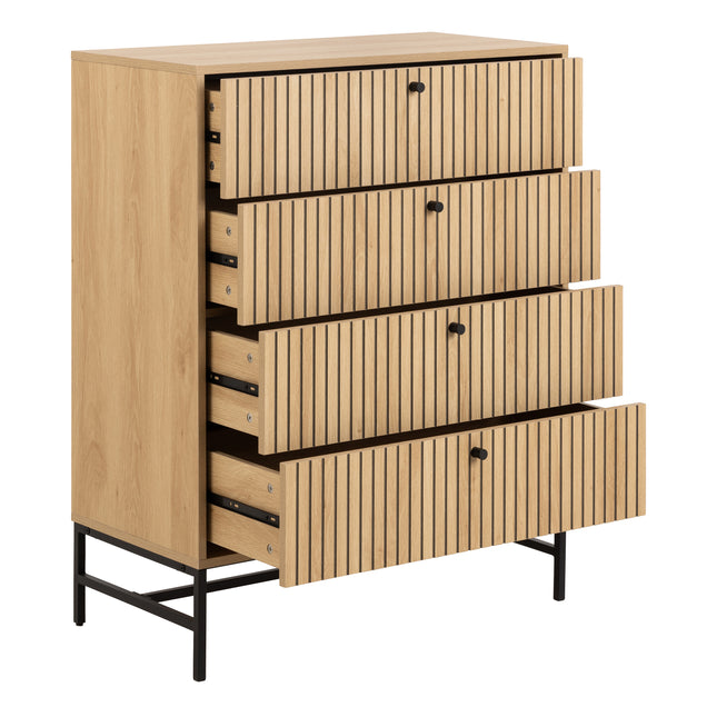 Albany Chest of 4 Drawers Oak Effect Metal Legs 100cm