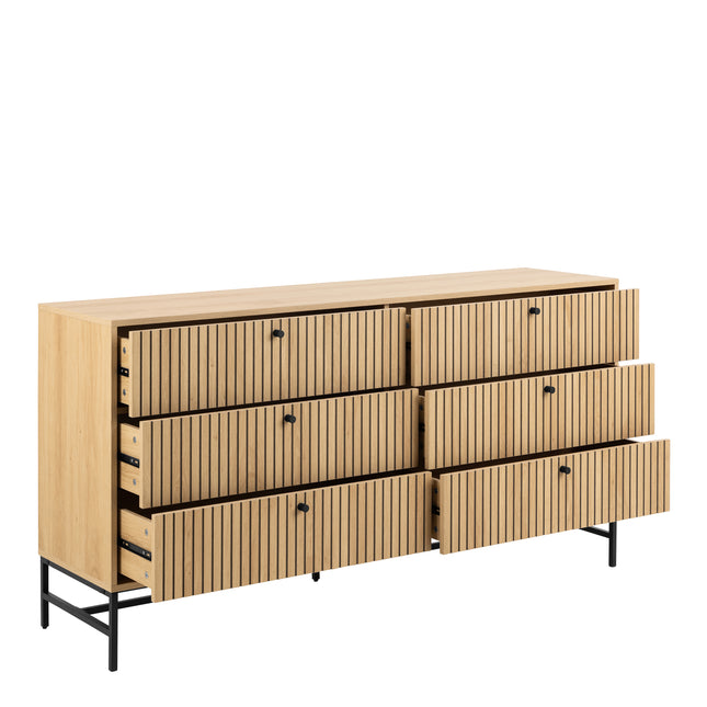 Albany Wide Chest of Drawers 6 Drawers Oak Effect 158cm