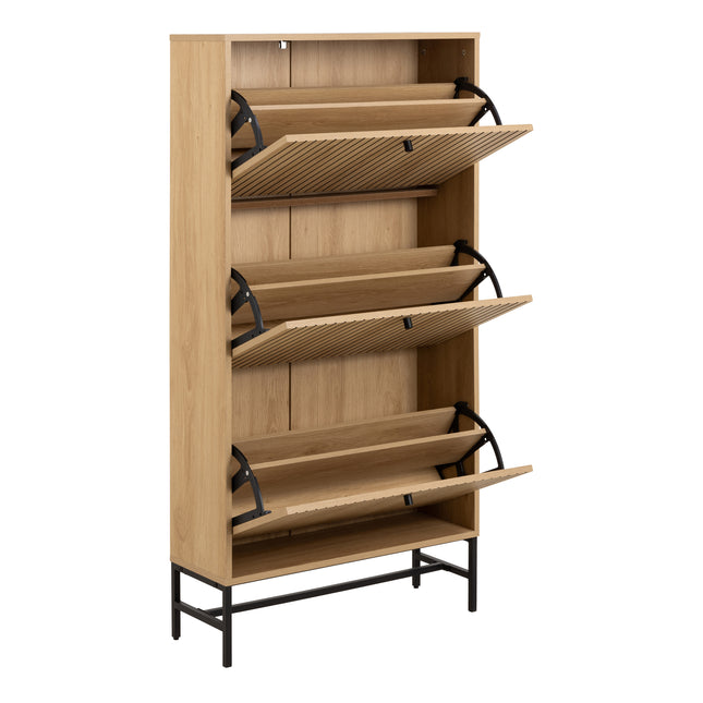 Albany Shoe Storage 3 Door Oak Effect Flip Down 72cm