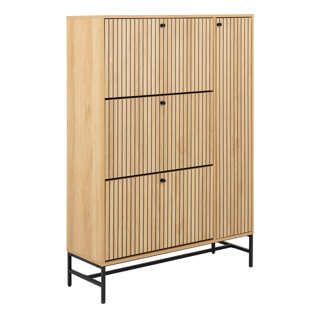 Albany Shoe Cabinet 4 Door Oak Effect Industrial 99cm Wide