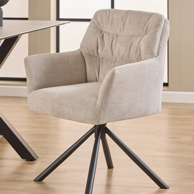 Alonso Dining Chair Swivel Upholstered with Armrests Set of