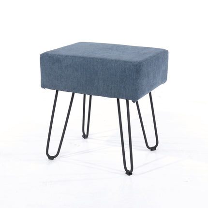 Accessories - Upholstered Rectangular Stool - Black Metal Legs