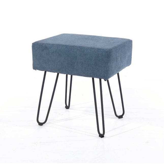 Accessories - Upholstered Rectangular Stool - Black Metal Legs