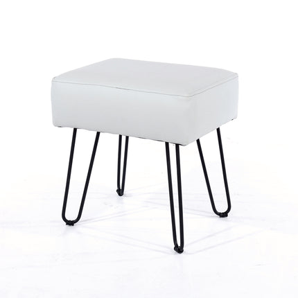 Accessories - Upholstered Rectangular Stool - Black Metal Legs