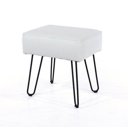 Accessories - Upholstered Rectangular Stool - Black Metal Legs