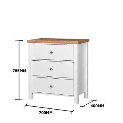 Astbury - 3 Piece Bedroom Set - 3 Drawer Chest - White