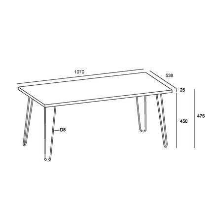 Augusta - Chic Coffee Table - Metal Hairpin Design