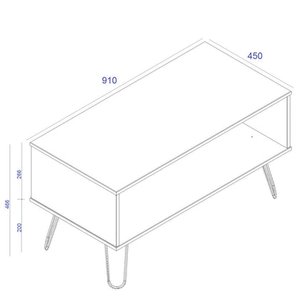 Augusta - Industrial Style Open Coffee Table - Under-Shelf