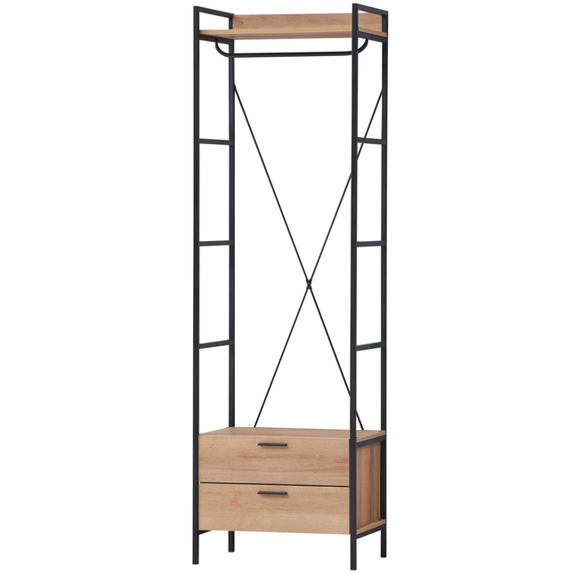 Claire - 2 Drawer 1 Shelf Open Wardrobe - Riviera Oak