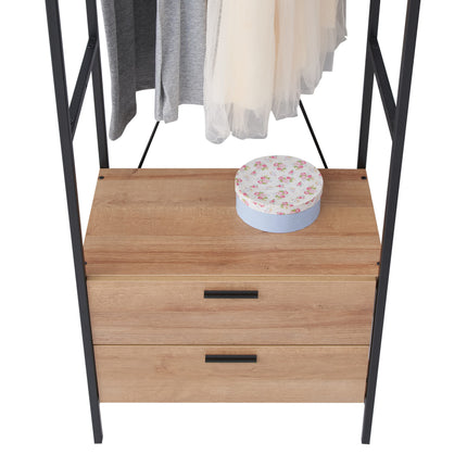 Claire - 2 Drawer 1 Shelf Open Wardrobe - Riviera Oak