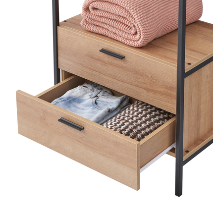 Claire - 2 Drawer 1 Shelf Open Wardrobe - Riviera Oak