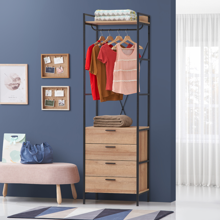 Claire - 4 Drawer Open Wardrobe - Riviera Oak