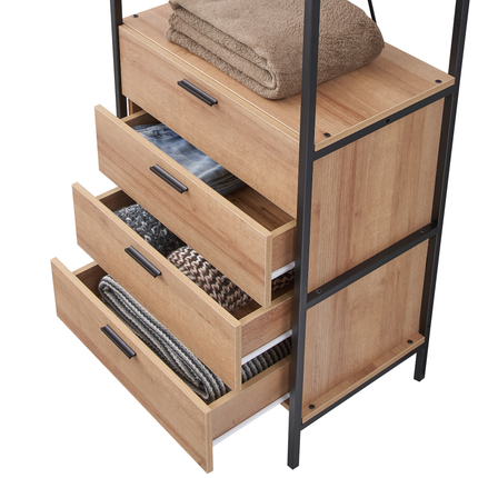 Claire - 4 Drawer Open Wardrobe - Riviera Oak