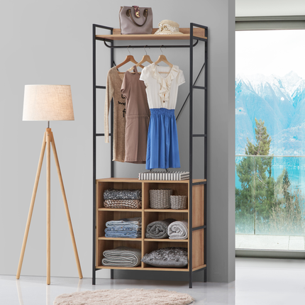 Claire - 8 Shelf Open Wardrobe - Riviera Oak