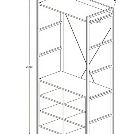 Claire - 8 Shelf Open Wardrobe - Riviera Oak
