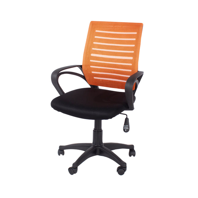 Contemporary - Black Fabric Study Chair with Orange Mesh Back