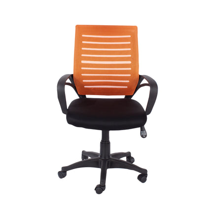 Contemporary - Black Fabric Study Chair with Orange Mesh Back
