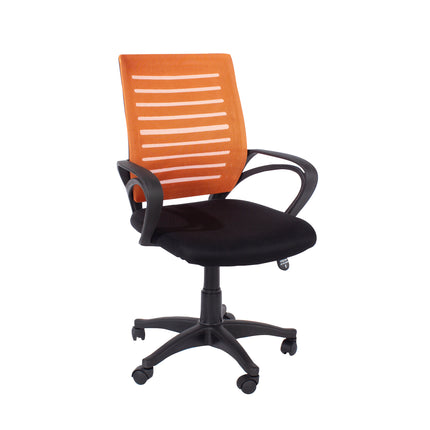 Contemporary - Black Fabric Study Chair with Orange Mesh Back