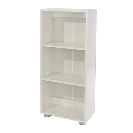 Contemporary - Compact Low Narrow Bookcase - Glossy White Finish