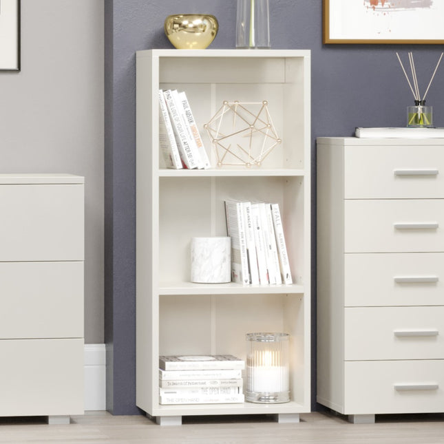 Contemporary - Compact Low Narrow Bookcase - Glossy White Finish