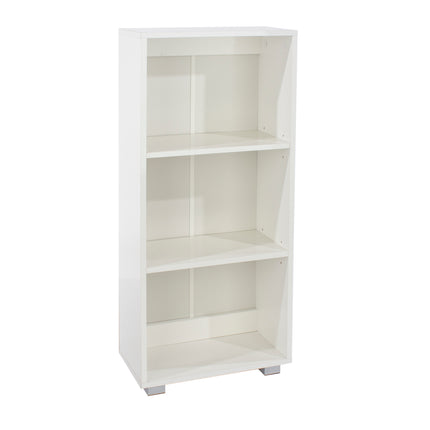 Contemporary - Compact Low Narrow Bookcase - Glossy White Finish