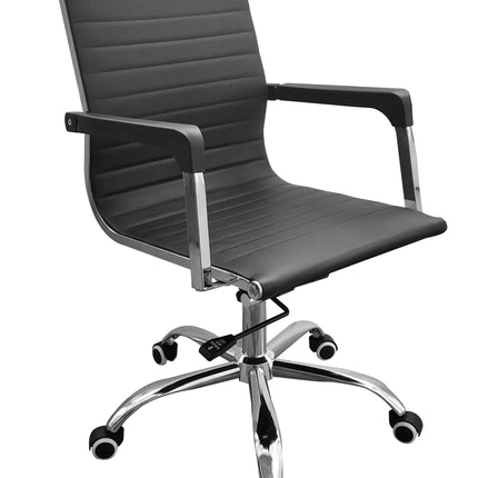 Contemporary - Contoured Black Leather Office Chair