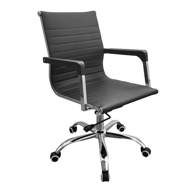 Contemporary - Contoured Black Leather Office Chair