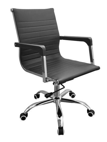 Contemporary - Contoured Black Leather Office Chair
