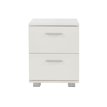 Contemporary - Glossy White Bedside Cabinet - 2 Drawer Design
