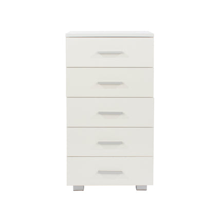 Contemporary - Glossy White Narrow 5 Drawer Chest
