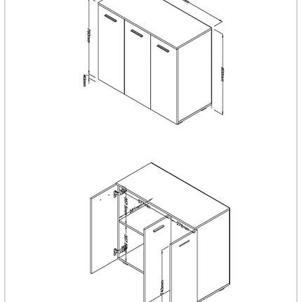Contemporary - Large White 3-Door Sideboard - Glossy Finish