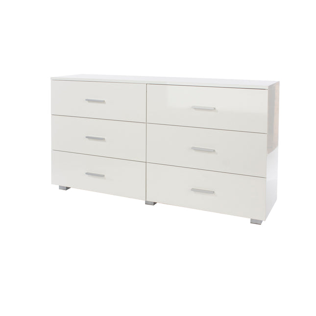 Contemporary - Large White 6 Chest of Drawers - Glossy Finish