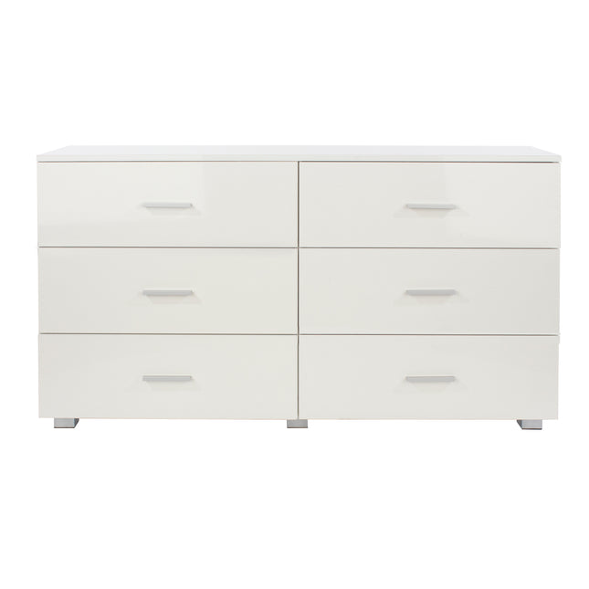 Contemporary - Large White 6 Chest of Drawers - Glossy Finish