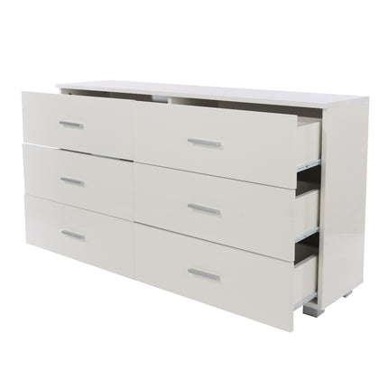 Contemporary - Large White 6 Chest of Drawers - Glossy Finish