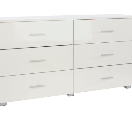Contemporary - Large White 6 Chest of Drawers - Glossy Finish