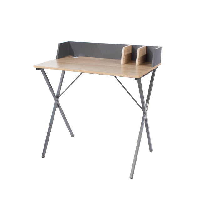 Contemporary - Study Desk - Grey Cross Legs - Back Storage